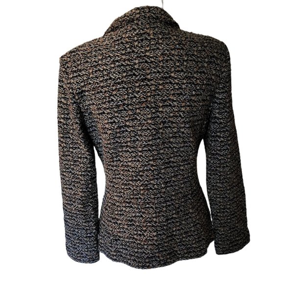 St. John Jacket Blazer Tweed Black Brown Blue Bronze size 8 Pockets Wool Blend - Picture 13 of 16